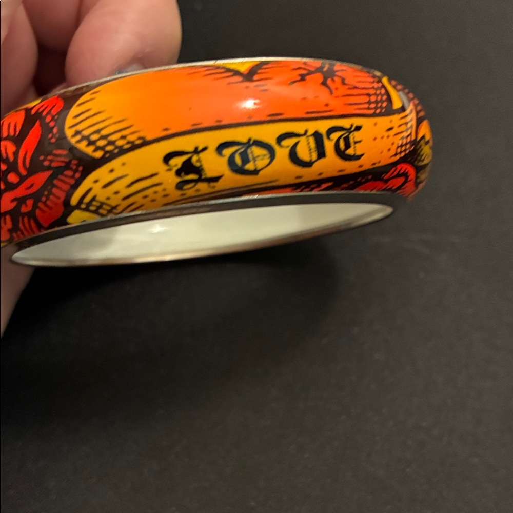 Ed Hardy Orange Love Graphic Bangle Bracelet - Home Art Accent